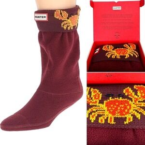 Hunter Original Kids Dark Red Crab Cuff Boot Socks Shoes Size XL NEW